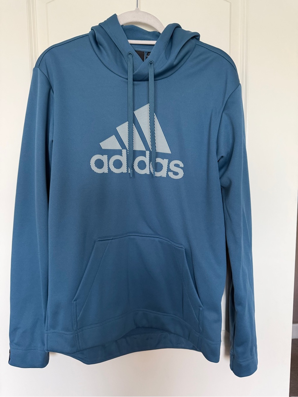 adidas Blue Pullover Hoodie with White Logo